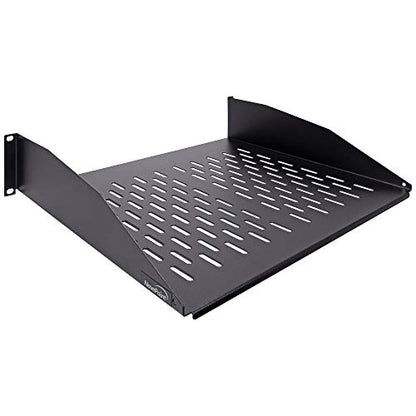 NavePoint 2U 19-Inch Universal Vented Rack Mount Cantilever Server Cabinet Shelf 14-Inches Deep Black - size: 14" (360mm)