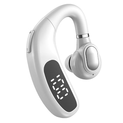 Single Ear Bluetooth Headset with Noise Canceling Microphone, 24H Talk Time Hands-Free Wireless Earpiece for Driving, Office (White) - color: White