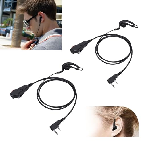 Yunseity 2 Pin Radio Earpiece, Clear Sound Quality Wired Earhook Headset with Mic Push to Talk Key, for HYT Puxing Radios