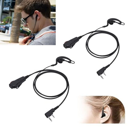 Yunseity 2 Pin Radio Earpiece, Clear Sound Quality Wired Earhook Headset with Mic Push to Talk Key, for HYT Puxing Radios