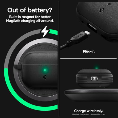 Caseology by Spigen Vault Designed for AirPods Pro 2 Case (2022/2023) | Non-Slip Grip Texture, Drop Protection Cover with Carabiner, Wireless Charging Compatible - Matte Black