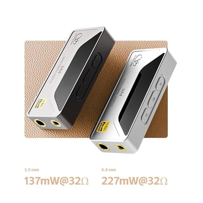 SHANLING UA4 Portable USB DAC/AMP Headphone Amplifier,Support MQA 16X,768kHz DSD512,High Driving Power for Android/iOS/Mac/Windows,dongle Volume Control,3.5/4.4mm up to 237mW@32Ω Output (Silver) - color: Silver