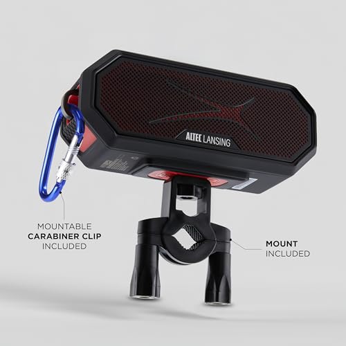 Altec Lansing Magnetic Bluetooth Speaker HYDRAJOLT 2.0, Waterproof IP67, 12W Output Power, 16H Battery, Multicolor LED, 100ft Wireless Range, Voice Assistant, USB-C Quick Charge - color: Black/Red