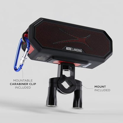Altec Lansing Magnetic Bluetooth Speaker HYDRAJOLT 2.0, Waterproof IP67, 12W Output Power, 16H Battery, Multicolor LED, 100ft Wireless Range, Voice Assistant, USB-C Quick Charge - color: Black/Red