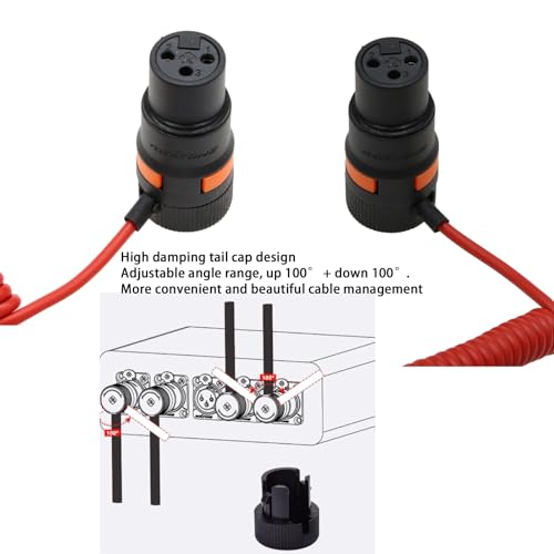 XLR 3 Pin to 3.5mm Mini Jack Audio Cable for BOYA Rode Microphone to RED Komodo 6K DSMC2 Camera Phone Computer PC, Right Angle Male Red Braided Coiled 50cm