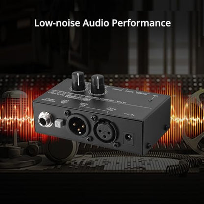 LiNKFOR MA400 Headphone Amplifier for XLR Microphone & Audio Signal with Volume Controls, 6.35mm & 3.5mm Headphone Outputs, Portable with 12V Power Supply