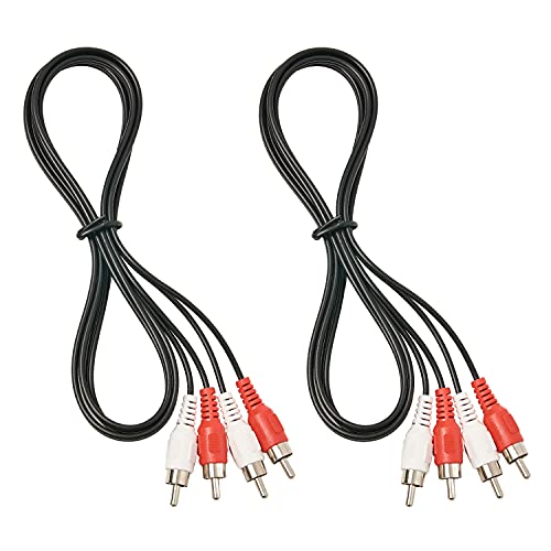QDiShi (2 Pcs) RCA Stereo Audio Cable, 2-RCA Male to 2-RCA Male (5 FT), Stereo Audio 2RCA Cord Male to Male Connector