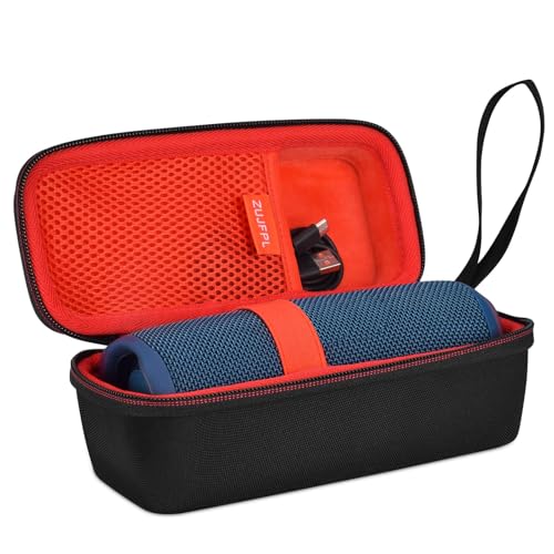 EVA Hard Case Campatible with JBL Flip7/6/5 Waterproof Portable Bluetooth Speaker, Case fit for JBL Flip 4 Premium Travel Protective Carrying Storage Bag.Fits USB Cable and Charge(Red) - color: Black Case+Inside Red