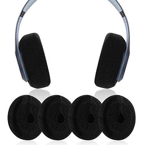 Earpads Sweater Cover Protectors with Stretchable Knit Fabric for Beats Studio 3/2 Bose QC35 25 15 Headphones and Other Headsets with 3-4 Inch Ear Cushions [ 2 Pairs ] (Black) - color: Black