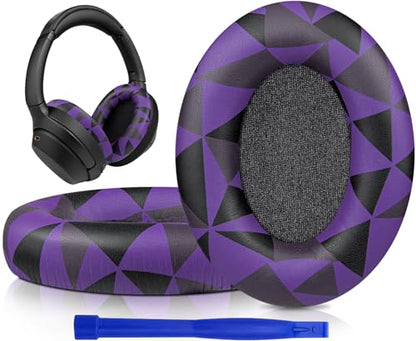 SOULWIT Professional Earpads Cushions Replacement for Sony WH-1000XM3 (WH1000XM3) Over-Ear Headphones, Ear Pads with Softer Protein Leather, Noise Isolation Memory Foam, Added Thickness (Purple Black) - color: Purple Black