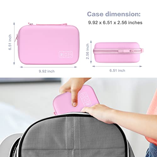 MOSISO Electronic Organizer Travel Case Compatible with MacBook Power Adapter, Compatible with Magic Mouse & Pencil, SD Card, USB Flash Disk with 4 Modular Insert & 2 Cable Tie & Snap Hook, Pink - color: Pink