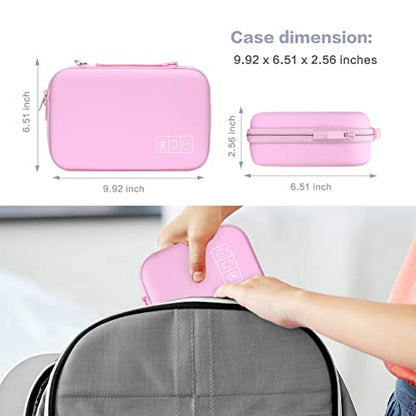 MOSISO Electronic Organizer Travel Case Compatible with MacBook Power Adapter, Compatible with Magic Mouse & Pencil, SD Card, USB Flash Disk with 4 Modular Insert & 2 Cable Tie & Snap Hook, Pink - color: Pink