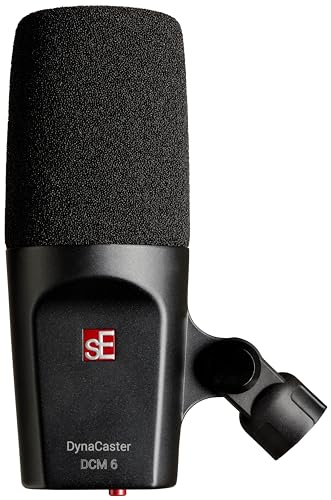 SE ELECTRONICS DynaCaster DCM6 XLR Dynamic Microphone with Built-in Preamp, Shockmount & Pop Filter - Front-Addressed Cardioid Dynamic Mic for Streaming - Voiceover, Broadcasting & Podcast Microphone