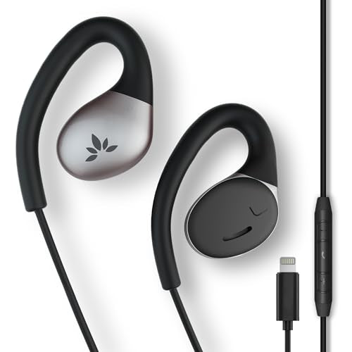 Avantree Resolve – Lightning Wired Open-Ear Earbuds w/Mic & Over-Ear Hook | Small-Medium Size, Compatible with iPhone 5-14 Series, Ideal for Office, Outdoor & Home