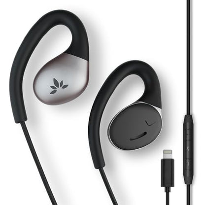 Avantree Resolve – Lightning Wired Open-Ear Earbuds w/Mic & Over-Ear Hook | Small-Medium Size, Compatible with iPhone 5-14 Series, Ideal for Office, Outdoor & Home