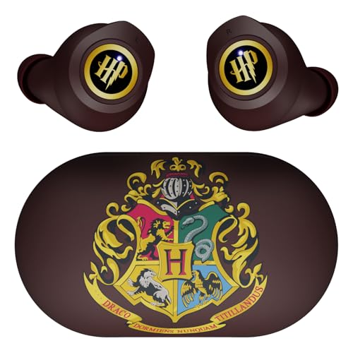 iJoy Harry Potter Hogwarts Crest Wireless Bluetooth Earbuds with Charging Case, Built-in Mic, 30 Hr Playtime, Officially Licensed | Harry Potter Gifts for Women, Men, Teens, Kids and All Fans - color: Hogwarts Crest