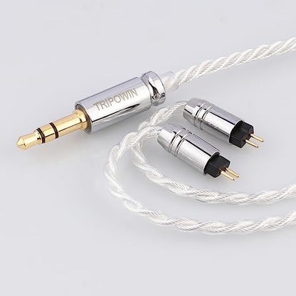 Linsoul Tripowin Solstice 26AWG Silver-Plated Copper HiFi IEM Cable for in Ear Monitor, Audiophile(2pin 0.78mm) | for in Ear Monitor, HiFi Wired Earbuds, Gaming IEM, Audiophile& Musician Use, 2pin 0.78mm - size: 2pin