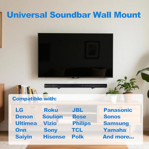 Soundbar Wall Mount, Depth Adjustable 3.7”-6.3”, All Metal,2 Packs | Hold up to 30 lbs, Sound Bar Mounts Under TV for Sonos,Bose, Vizio, LG,Samsung, Sony, JBL and More,DX-118,Black