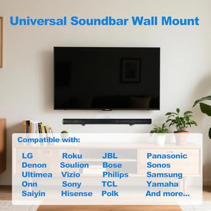 Soundbar Wall Mount, Depth Adjustable 3.7”-6.3”, All Metal,2 Packs | Hold up to 30 lbs, Sound Bar Mounts Under TV for Sonos,Bose, Vizio, LG,Samsung, Sony, JBL and More,DX-118,Black
