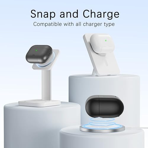 RFUNGUANGO AirPods Pro 2 Case with Magnetic Lid Phone Stand, Grey | Compatible with AirPods Pro 2nd/1st Generation, Wireless Charging Compatible with Cleaning Kit & Lanyard - color: WCW-Grey, size: AirPods Pro 2nd/1st Case