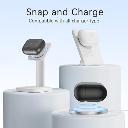 RFUNGUANGO AirPods Pro 2 Case with Magnetic Lid Phone Stand, Grey | Compatible with AirPods Pro 2nd/1st Generation, Wireless Charging Compatible with Cleaning Kit & Lanyard - color: WCW-Grey, size: AirPods Pro 2nd/1st Case
