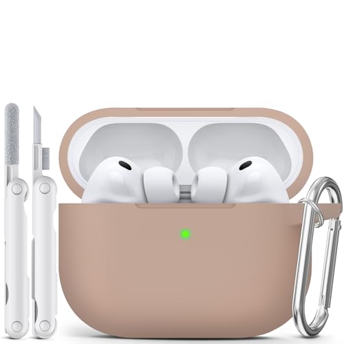 for AirPods Pro 3 Case 2025,Come with Cleaner Kit,Brown | Silicone Protective Cover for Airpod Pro 3rd Generation Case with Keychain,for Women Men,One-Piece Design,Shockproof - color: E-Brown
