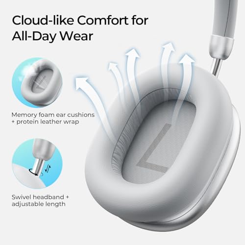 havit Space S1 Adaptive Noise Cancelling Wireless Over Ear Headphones - color: Silver