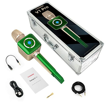 TOSING V1 Pro Professional 20W Karaoke Machine for Adults/Singer Microphone,U Segment Receiver Link to Bluetooth Speakers Sing Machine for AMP/TV/PC/Car/Smartphone(Emerald)