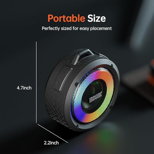 Bluetooth Shower Speaker with Light, Enhanced bass, Upgraded Portable Shower Speakers, Dual bass Driver, 12H Playtime