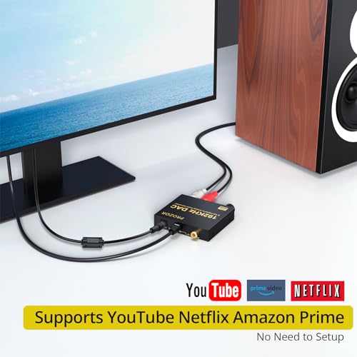 PROZOR 192kHz Digital to Analog Audio Converter - Converts Dolby AC-3 DTS 5.1CH Digital Audio to Stereo Analog Output, Optical to L/R DAC Decoder, DAC Converter SPDIF TOSLINK to Stereo L/R & 3.5mm - style: DAC Dolby Digital & DTS 5.1CH Input Support