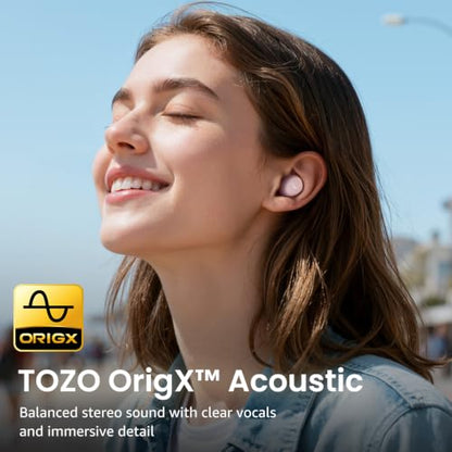 TOZO A1 Wireless Earbuds Bluetooth 5.3 Light Weight in Ear Headphones | IPX5 Waterproof, 2 Mics for AI Calls, Immersive Premium Sound Bass Ear buds with Charging Case, 32 Presets EQ via TOZO App - color: Rose Gold