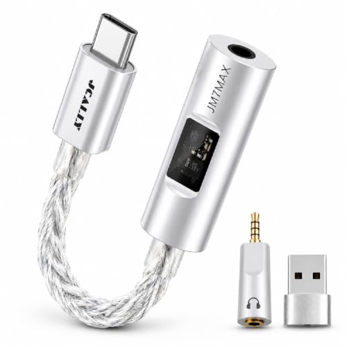 USB C DAC CX31993+SGM8262 HiFi 32bit/384kHz Audio Adapter | USB C to 3.5mm with Headphone Ampifier, Silver-Plated Copper CNC Aluminum Body IEM DAC Dongle for Android iPhone PC Mac