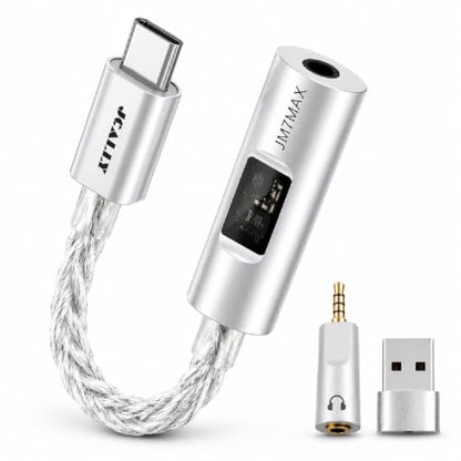 USB C DAC CX31993+SGM8262 HiFi 32bit/384kHz Audio Adapter | USB C to 3.5mm with Headphone Ampifier, Silver-Plated Copper CNC Aluminum Body IEM DAC Dongle for Android iPhone PC Mac