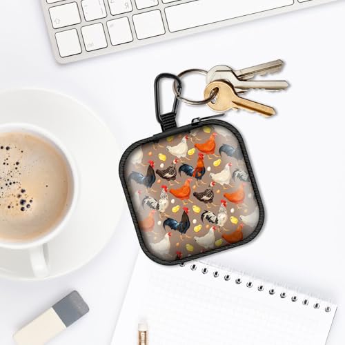 Square Data Cable Earbud Charger Coin Storage Bag Shockproof and Drop-Proof EVA Material Compatible with AirPod(Rooster Chicken) - color: Rooster Chicken