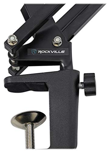 Rockville DMS30 40" Microphone Boom Arm for Studio Podcast with Desk Clamp | USB Mic Stand, Internal Springs, Steel Frame, Aluminum Alloy Clamp, Broadcasting, Fits Desks up to 2" Thick, ABS Mic Clip - size: 40"