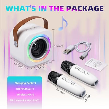 Mini Karaoke Machine for Kids, Birthday Gifts Toys for Girls Ages 3-12 - color: Off white