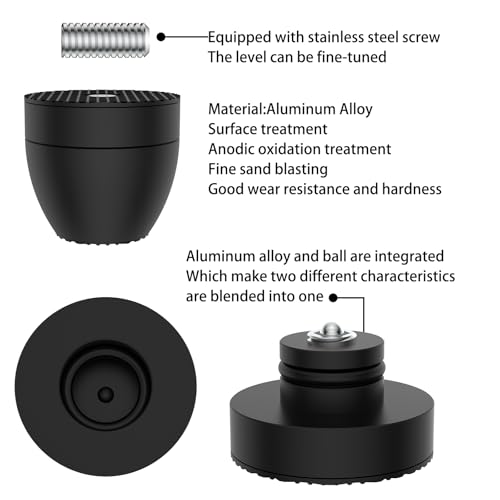 Audiocrast 4X HiFi Speaker Spikes Stand Feet Pads 30x33mm Isolation Feet, Aluminum Speaker Shock Absorber for Subwoofer Amp Turntables DAC