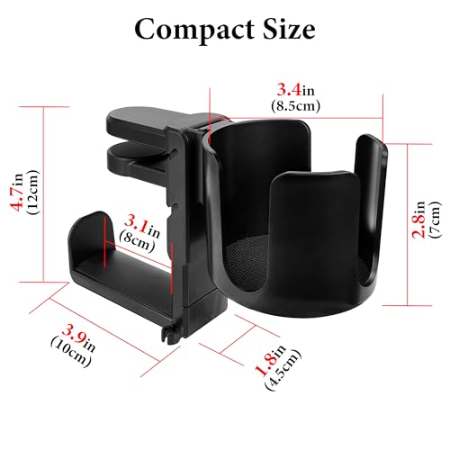 GEEKRIA 2 in 1 Headphone Hanger&Desk Cup Holder, Under Desk Clamp Rotatable Headset Compatible with Sennheiser, Bose, Beats, Razer, HyperX, Sony, Suitable for Coffee Mugs, Water Cups (Black) - color: Black
