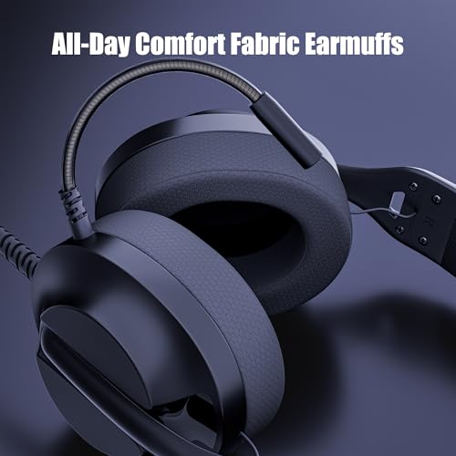 WIRWTRU Wired Gaming Headset for PS5, Xbox, Xbox Series X|S, PC, PS4 | 198g Lightweight Design, Noise Cancelling Microphone, Soft Earmuffs, 3.5mm Jack for Gaming & Work - color: Black