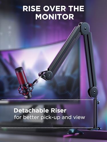 InnoGear Mic Boom Arm Stand with Cable Management & Low Profile Mic Arm for Fifine AM8 K669B Elgato Blue Yeti HyperX QuadCast AT2020 Shure SM58 SM7B and Other Mics, Pack of 2