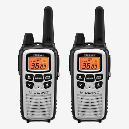 Midland LXT600VP4 FRS Business Walkie Talkies - Long Range 36-Channel Two-Way Radios with Headsets and Charging Base, NOAA Weather Alerts (2-Pack, Gray) - style: 2-Pack, Gray