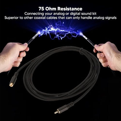 for RCA Extension Cable Male to Female Gold Plated Digital Analog AV RCA Coaxial Cord for HDTV DVD Player Subwoofer Speaker(3m/9.8ft) - size: 3m/9.8ft