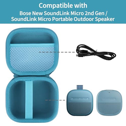 Storage Case Compatible with Bose SoundLink Micro 2nd Gen Speaker | Lightweight Carry, Secure Storage, Convenient Zipper, Soft Interior,Light Blue Case - color: Light Blue