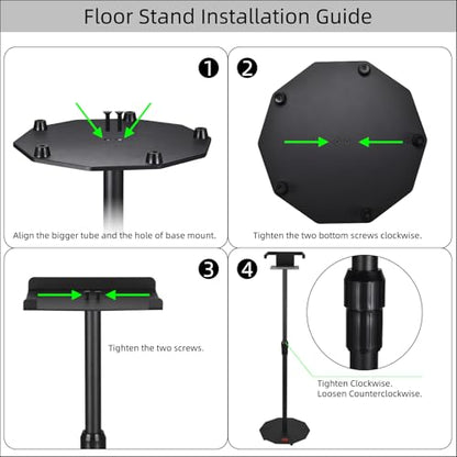Dual Orientation Floor Stand for Sonos Five | Vertical or Horizontal Speaker Mount | Height Adjustable (25.6” - 40.2”) | Heavy Duty 6mm Steel, 44lb Load Capacity