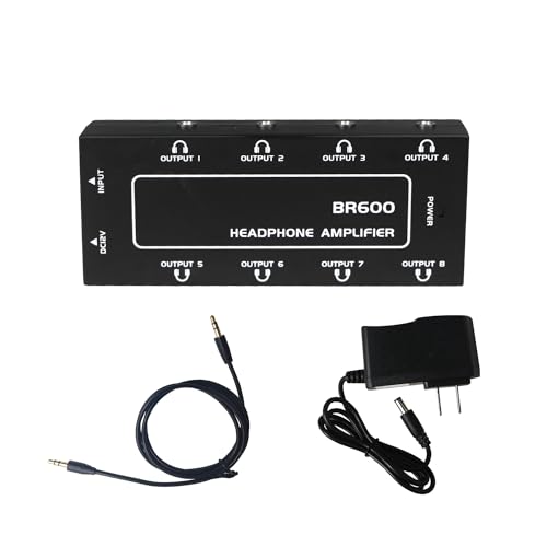 9-Jack Multi Headphone Audio Splitter,Headphone Amplifier Stereo Audio Amp with 12V 1A Power Adapter Distributor Headphone Splitter for Studio and Stage