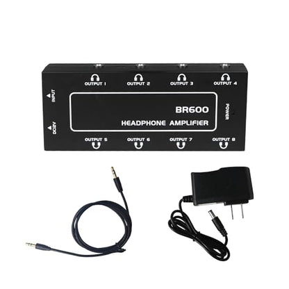 9-Jack Multi Headphone Audio Splitter,Headphone Amplifier Stereo Audio Amp with 12V 1A Power Adapter Distributor Headphone Splitter for Studio and Stage
