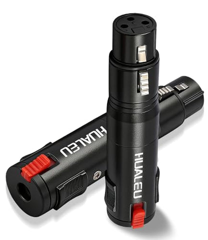Lockable 1/4 TRS Female to 3Pin XLR Female Audio Adapter, Balance 6.35mm to XLR Adapter for Microphones, Mixing Consoles, and Power amplifiers-2 Pack-Black - color: black
