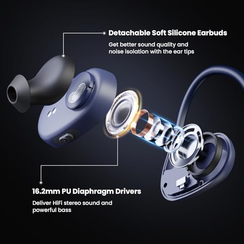 BASN AirS1 Air Conduction Headphones Open-Ear Bluetooth 5.3 Earbuds, Wireless ENC Sport Earphones with 16.2mm Driver, IPX5 Waterproof Headsets for Running,Cycling,Workout (Blue)