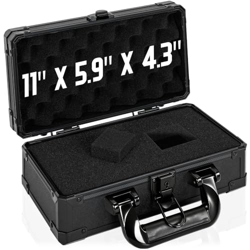 11 Inch Carrying Case with Customizable Pre-Diced Foam | Aluminum Case, Aluminum Alloy Sturdy Build, Storage Case for Microphone, Equipment, Camera, Tools, Recorder, etc - size: 11.1x5.9x5.5 Inch