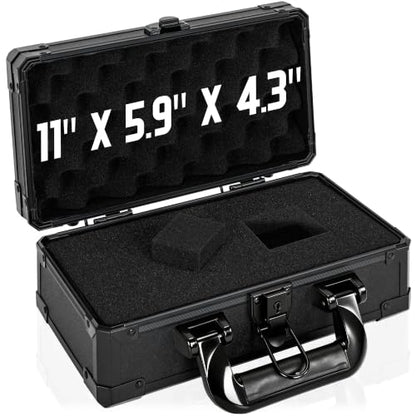 11 Inch Carrying Case with Customizable Pre-Diced Foam | Aluminum Case, Aluminum Alloy Sturdy Build, Storage Case for Microphone, Equipment, Camera, Tools, Recorder, etc - size: 11.1x5.9x5.5 Inch